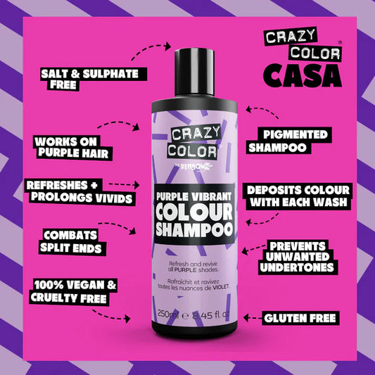 Crazy Color Refresh and Revive Vibrant Colour Shampoo 250ml - Purple