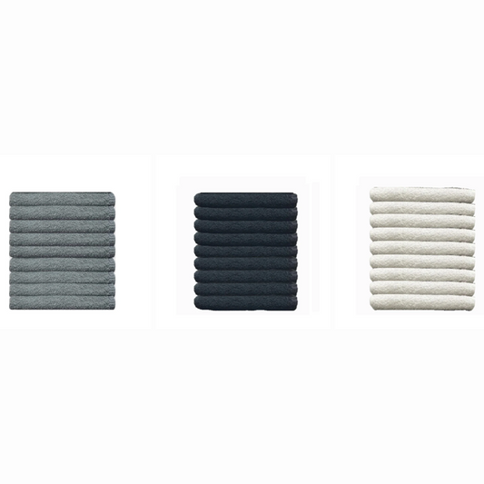 Protex Bleach Guard Legacy 100% Cotton Salon Towels Black/Grey/White 40.6×66cm 9 Pack