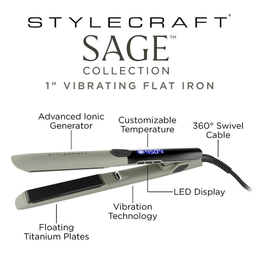 StyleCraft by Silver Bullet Sage Collection - Vibrating Titanium Hair Straightener