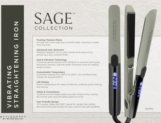 StyleCraft by Silver Bullet Sage Collection - Vibrating Titanium Hair Straightener