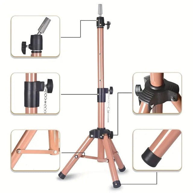 114.3cm Adjustable Tripod Stand For Hairdressing Mannequin Head Training Heavy Duty - Pink