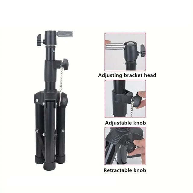 114.3cm Adjustable Tripod Stand For Hairdressing Mannequin Head Training Heavy Duty - Black