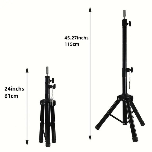 114.3cm Adjustable Tripod Stand For Hairdressing Mannequin Head Training Heavy Duty - Black