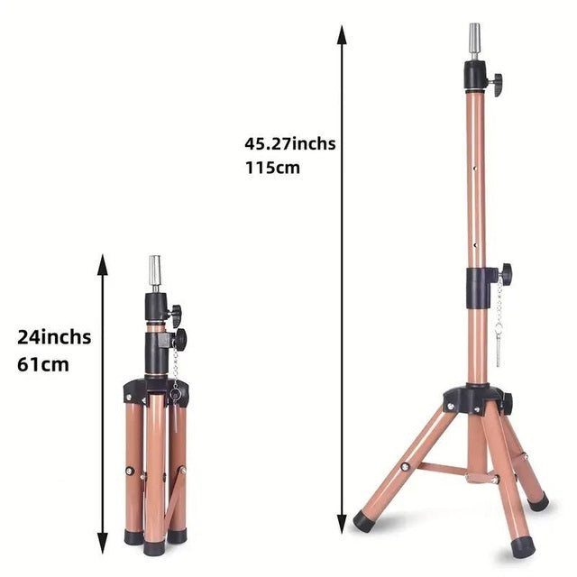 114.3cm Adjustable Tripod Stand For Hairdressing Mannequin Head Training Heavy Duty - Pink