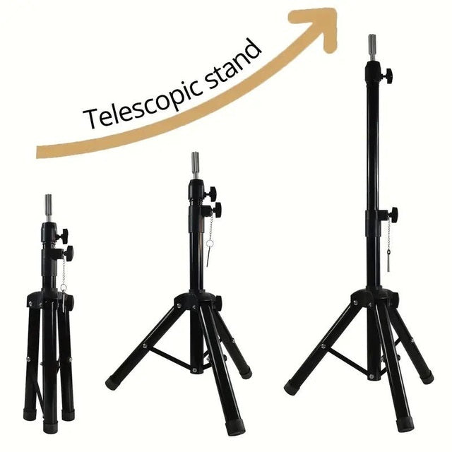 114.3cm Adjustable Tripod Stand For Hairdressing Mannequin Head Training Heavy Duty - Black