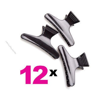 12 x Black Butterfly Clips - Professional Hairdresser/Apprentice Hair Clips