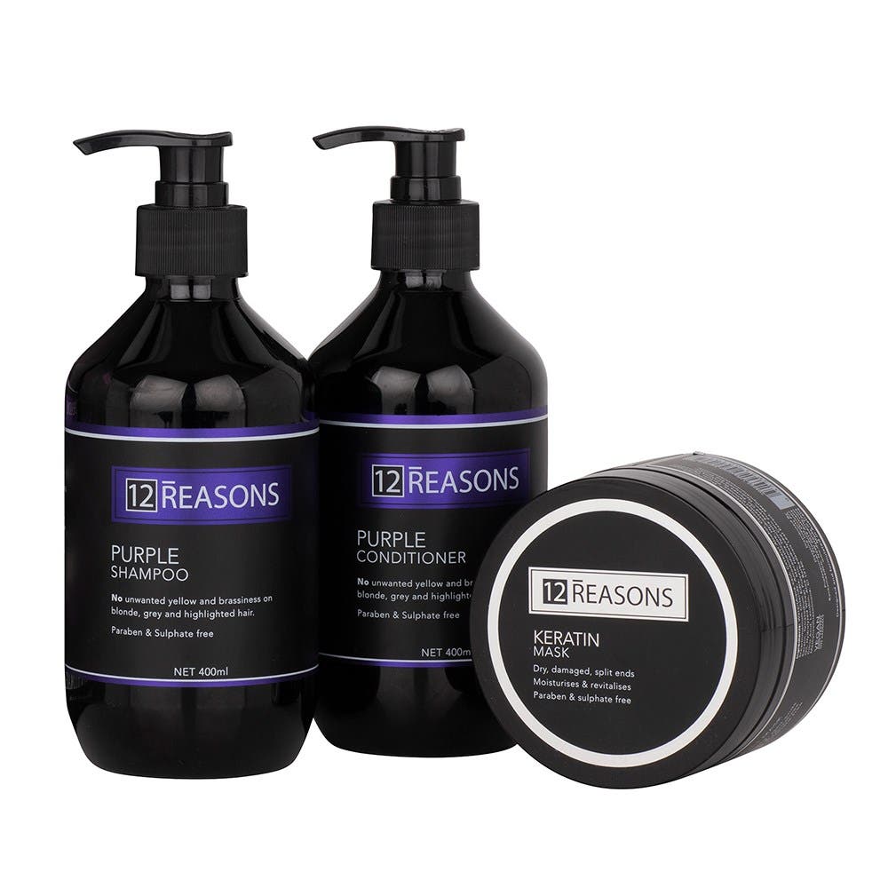 12Reasons Purple Brighten & Hydrate Trio Purple DUO & Keratin Mask 250ml