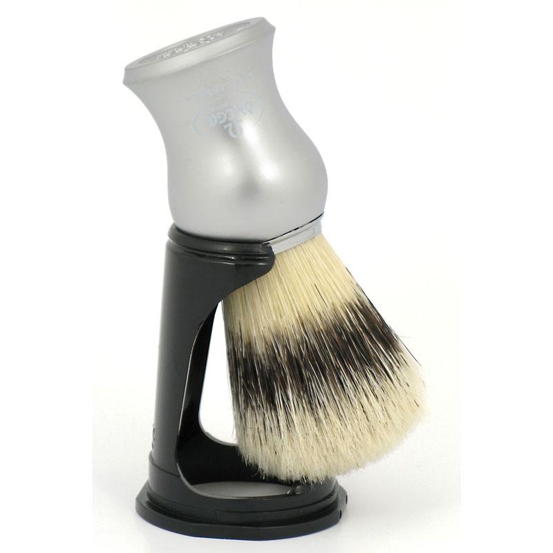Omega Matt Silver Handle with Stand 100% Pure Bristles Shaving Brush / Made in Italy