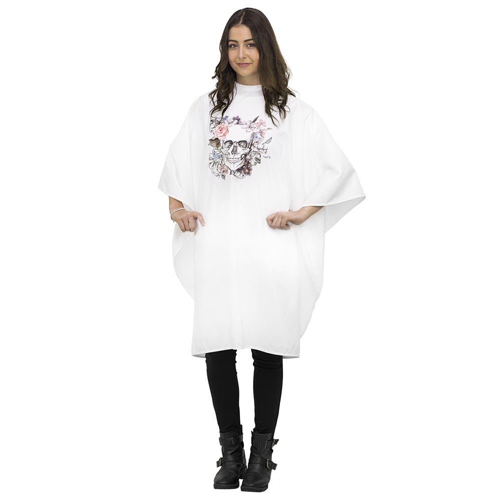 Salon Smart Fleur De Skull Hairdressing/ Barber Cape White