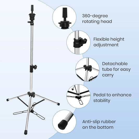 140cm Adjustable Tripod Stand For Mannequin Head training - Silver
