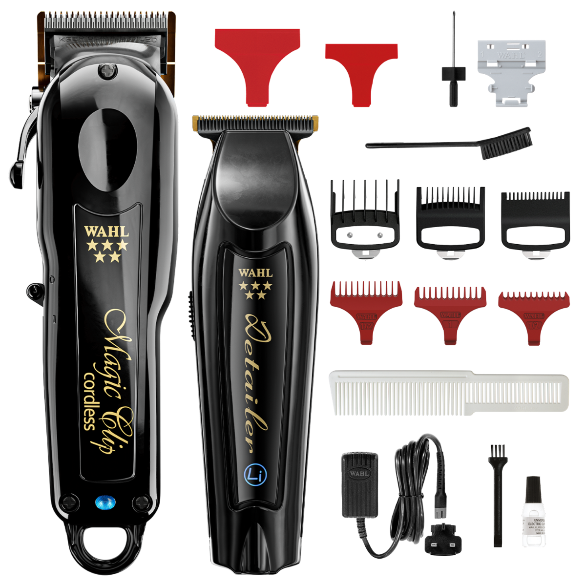 Wahl Professional 5 Star Cordless Barber Combo - Black Magic Clip & Black Li Detailer