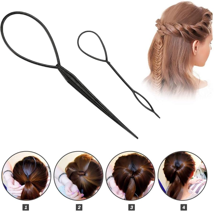 2pc Hair Braiding Tool Kit - Black