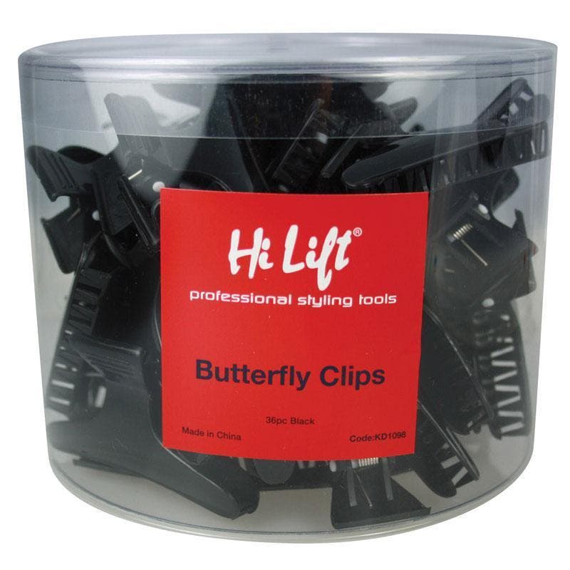 36 x Black Butterfly Hair Clips - Professional Hairdresser / Apprentice