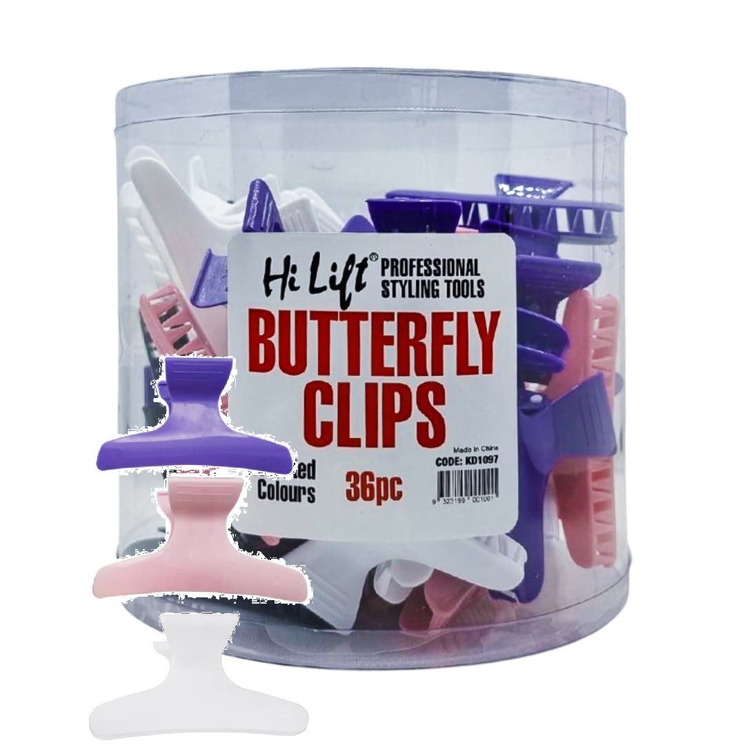 36 x Coloured Butterfly Hair Clips - Professional Hairdresser / Apprentice