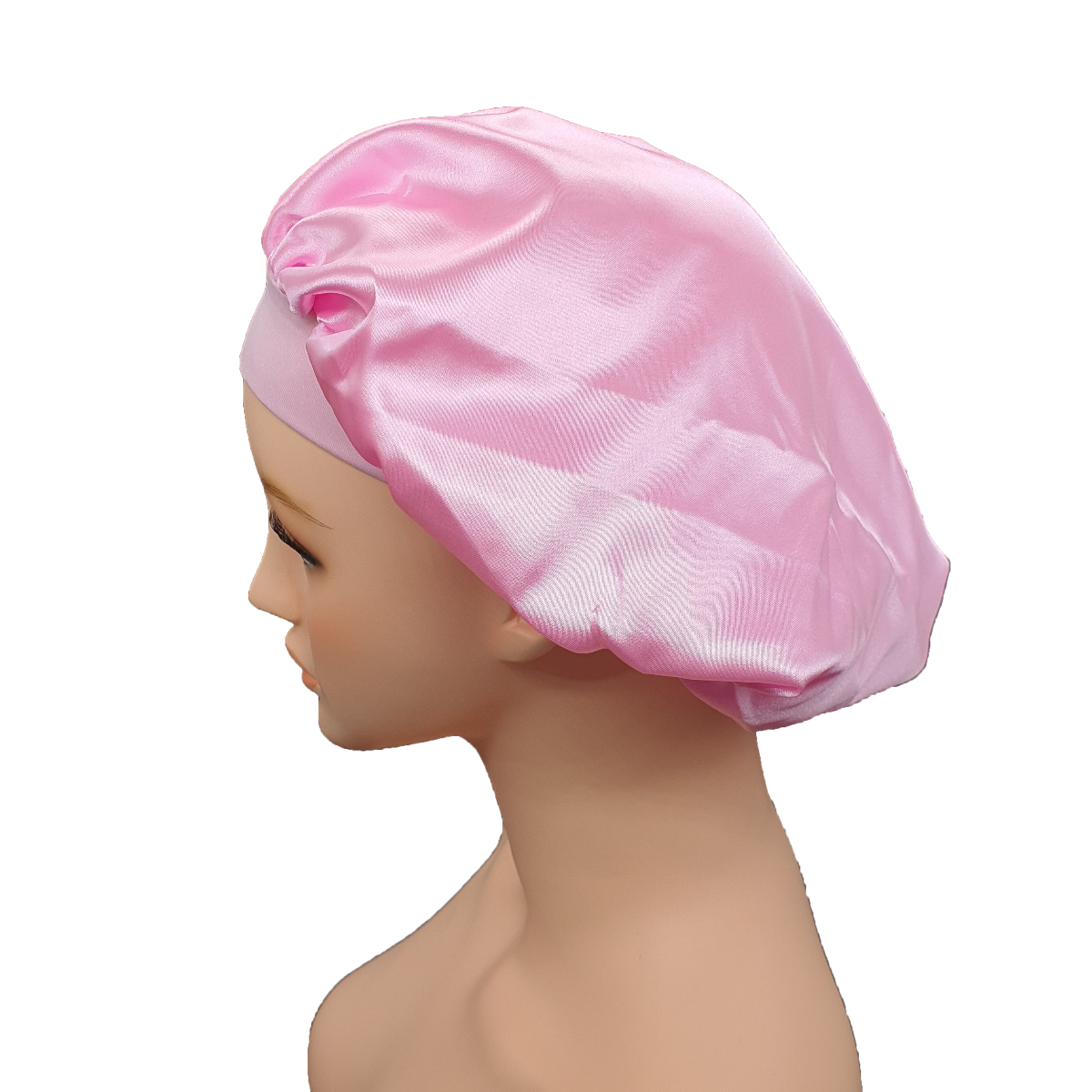 Silky Satin Night Sleep Cap Hair Bonnet WIDE Band-Pink