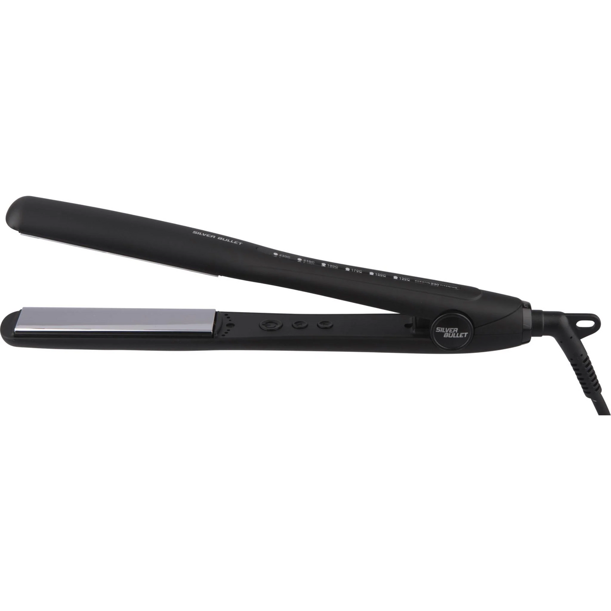 Black hair straightener on a white background