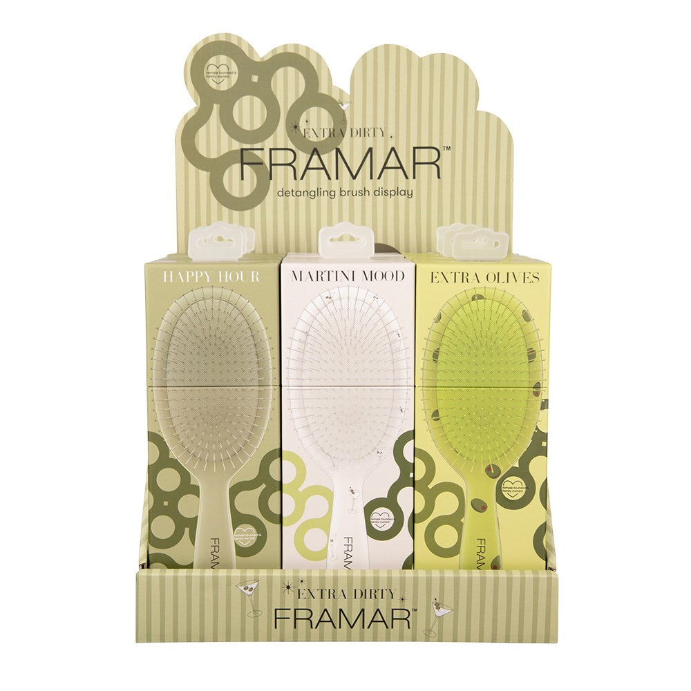 Framar Detangler Hair Brush Extra Dirty - Display 9pc