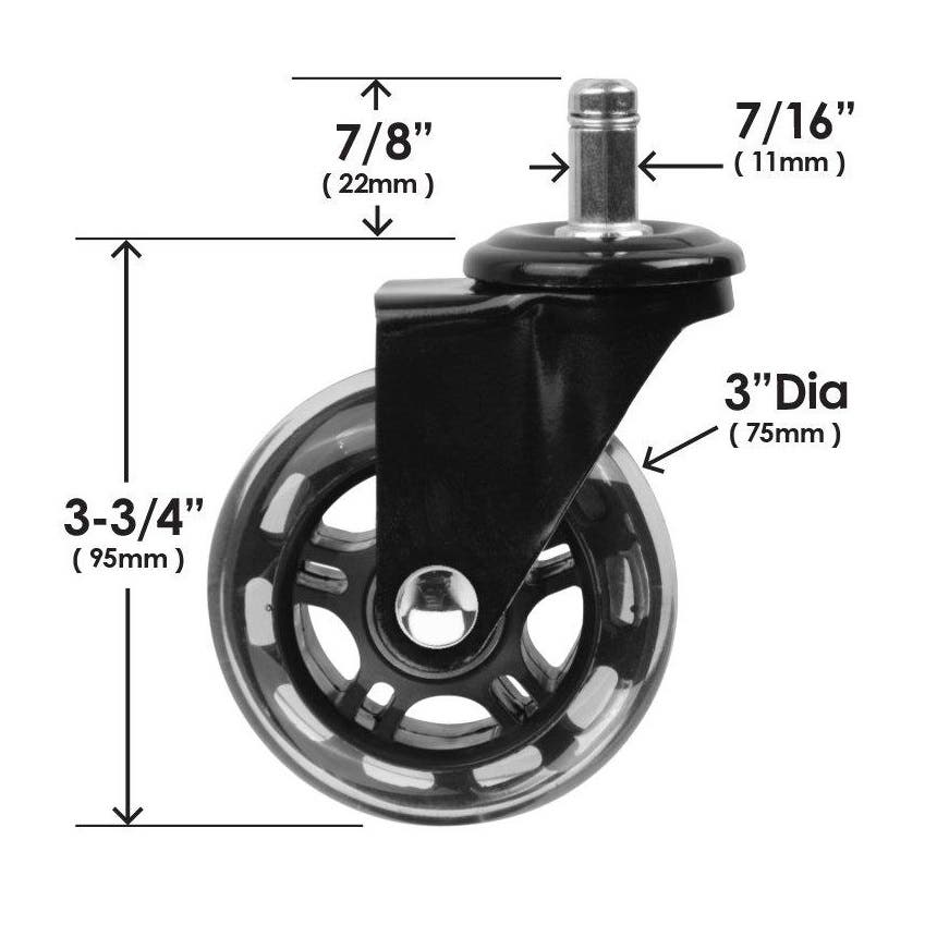 5pcs Rollerblade Replacement Wheels for Salon Beauty Stools Office Desk Chair