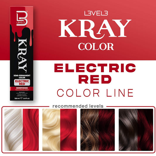 L3VEL3 Kray Semi Permanent Hair Colour 100ml - Electric Red
