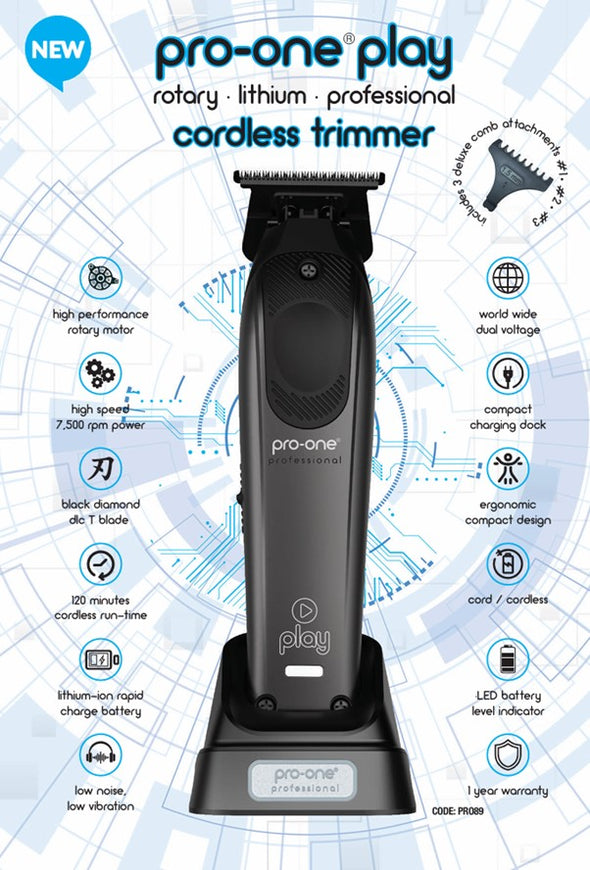 Pro-one Play Rotary Lithium Professional Cord/Cordless Trimmer PRO089