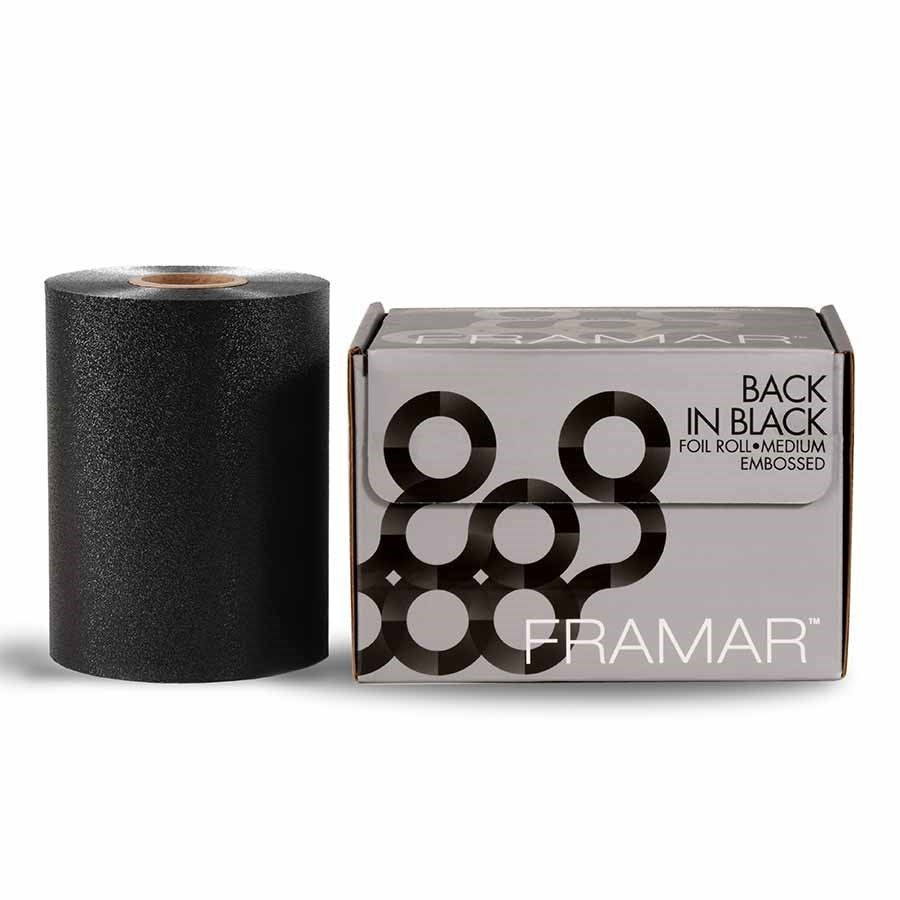 Framar Embossed Foil Roll Medium Back in Black 12.7cm x 97.5m