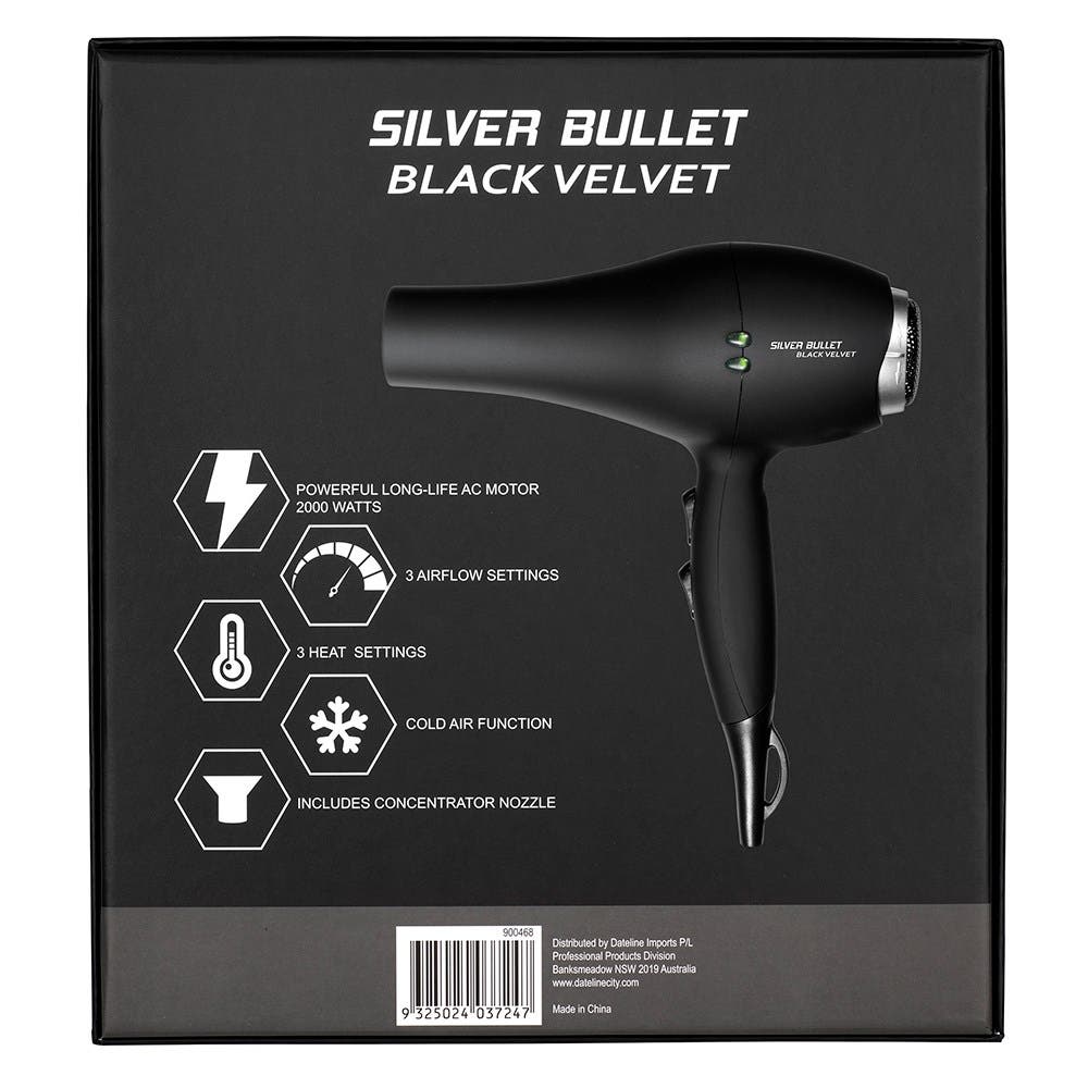 Silver Bullet Black Velvet Professional Hair Dryer