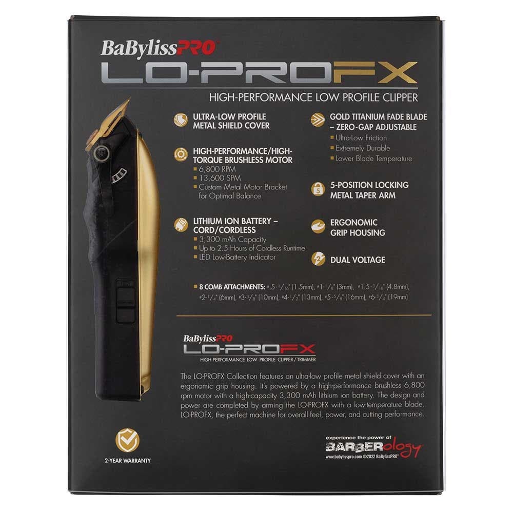 BaBylissPRO LO-PROFX High Performance Low Profile Clipper - Gold