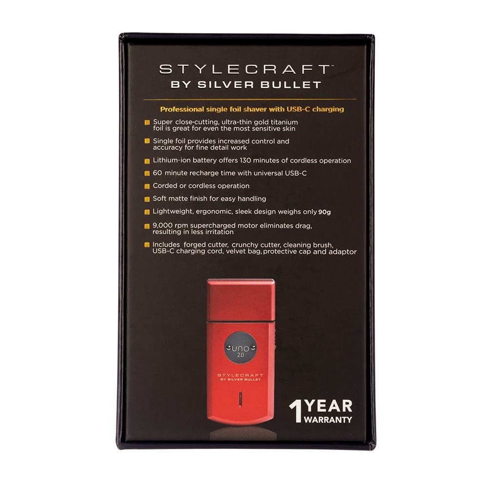 StyleCraft by Silver Bullet Uno 2.0 Single Foil Shaver Red 900936