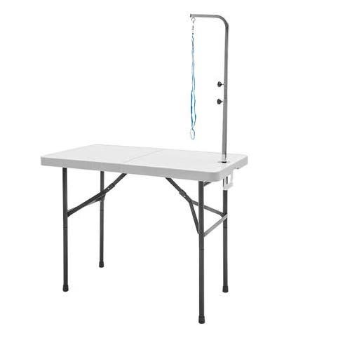 97cm Foldable Pet Grooming Table with Adjustable Arm and Non Slip Surface. Portable Dog Grooming Table for Small to Medium Dogs up to 25kg
