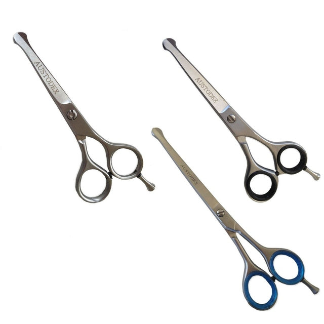 AUSTODEX Pet CURVED BALL TIP SAFETY SCISSORS - Professional Dog Grooming Hair Cutting *Choose size