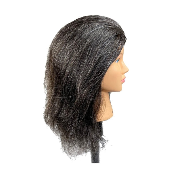Amanda SSS 100% Human Hair Mannequin Head Grey 16" 40cm
