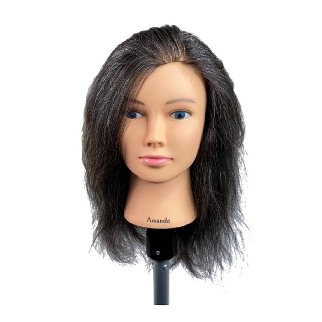 Amanda SSS 100% Human Hair Mannequin Head Grey 16" 40cm