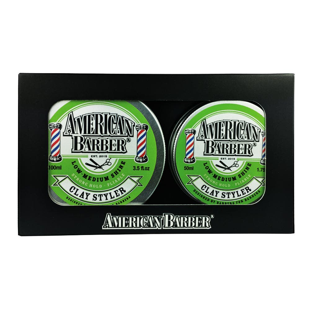 American Barber Clay Styler - Strong Hold Duo Pack 50ml-100ml tin