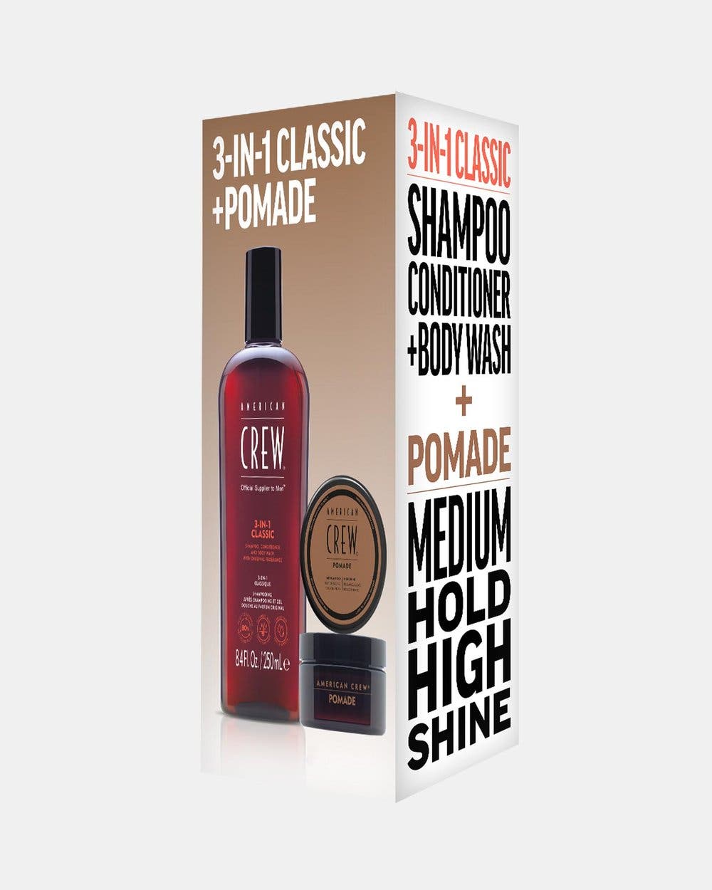 American Crew 3-IN-1 Classic Shampoo 250ml and Pomade 50g Styling Duo