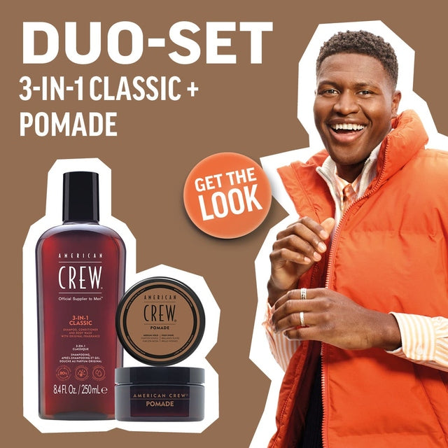 American Crew 3-IN-1 Classic Shampoo 250ml and Pomade 50g Styling Duo