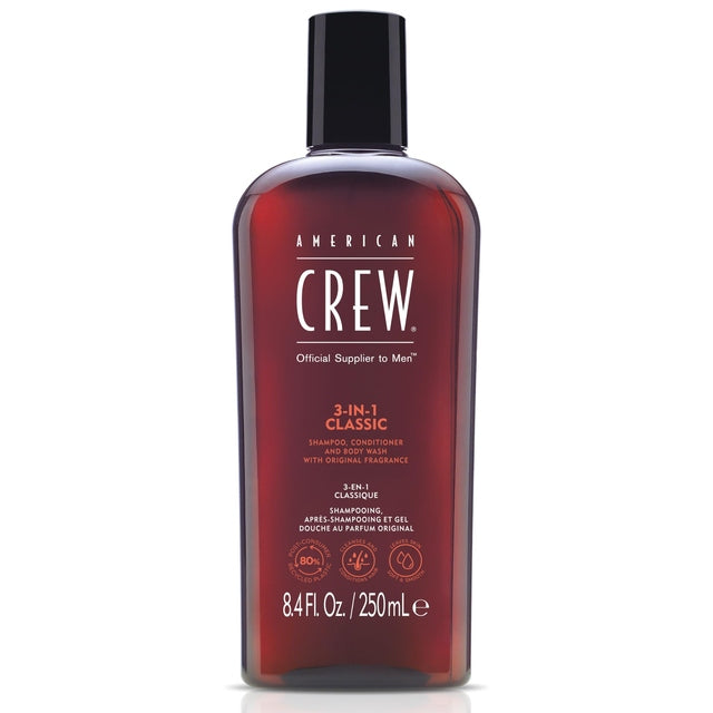 American Crew Fiber 85g + 3-in-1 Shampoo Conditioner Body Wash 250ml Duo | High Hold Matte Styling + All-in-One Men’s Grooming Set