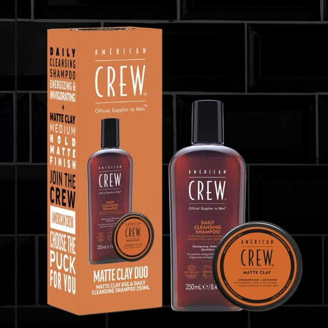American Crew Matte Clay & Daily Cleansing Shampoo Duo – Texturising Hair Clay + Refreshing Shampoo Gift Set