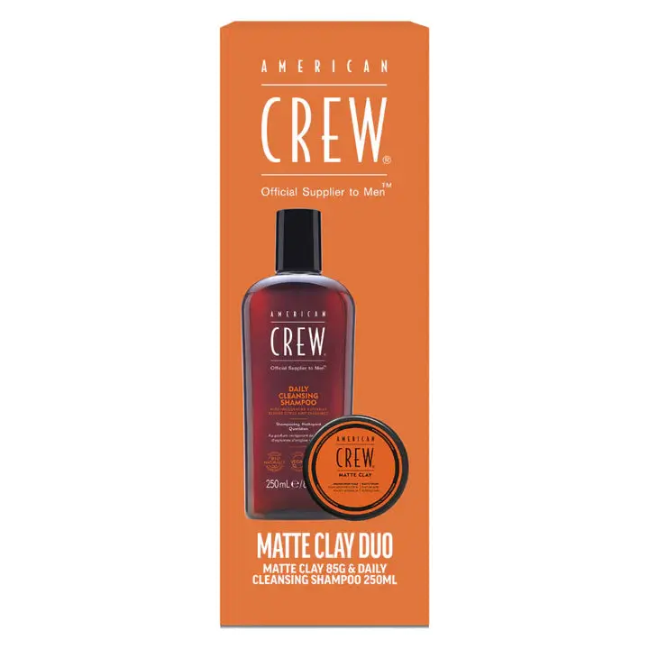 American Crew Matte Clay & Daily Cleansing Shampoo Duo – Texturising Hair Clay + Refreshing Shampoo Gift Set