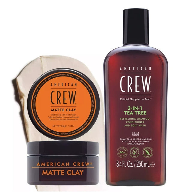 American Crew Matte Clay Duo Matte Clay 85g & 3-in-1 Tea Tree 250ml