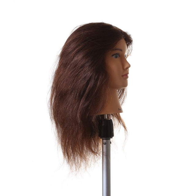 Amiga SSS 100% Human Hair Mannequin Head Dark Brown 3B 18" 45cm