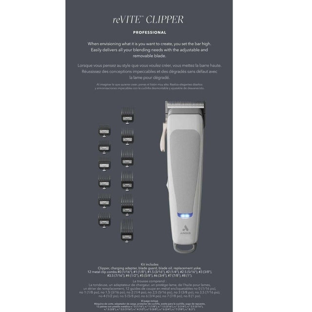 Andis reVITE Taper Blade Clipper - Grey
