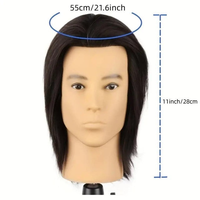 Men Antonio 100% Human Hair Haidressing Male Mannequin Head - Black Hair, No Beard