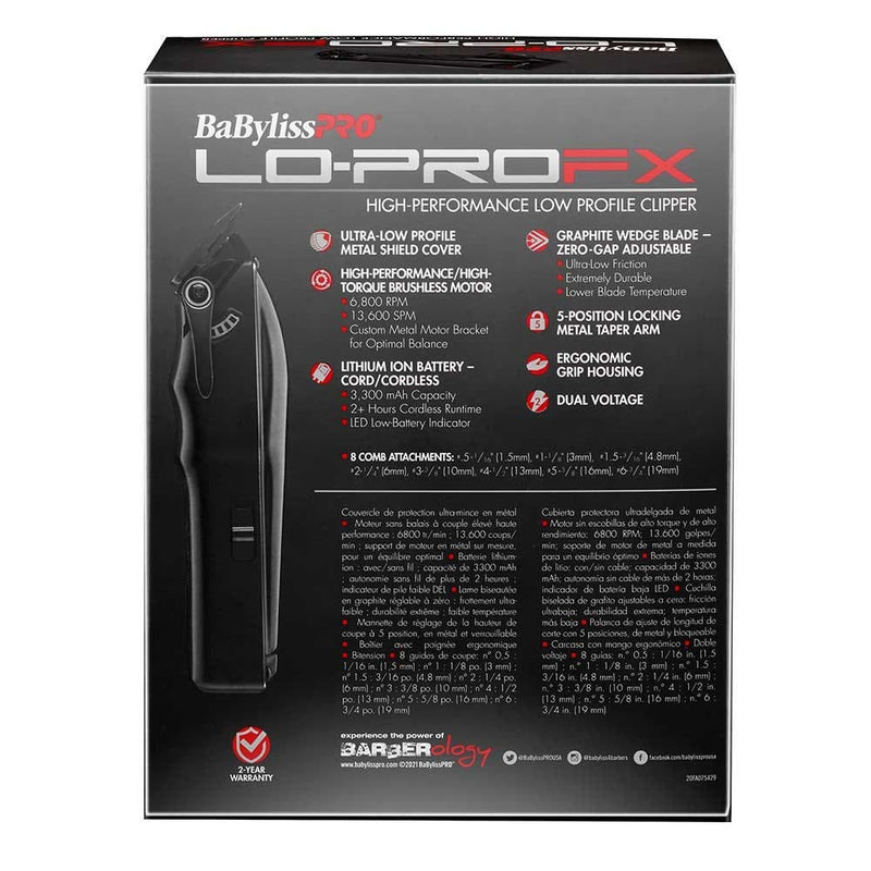 BaByliss PRO LO-PROFX High Performance Low Profile Clipper - Black