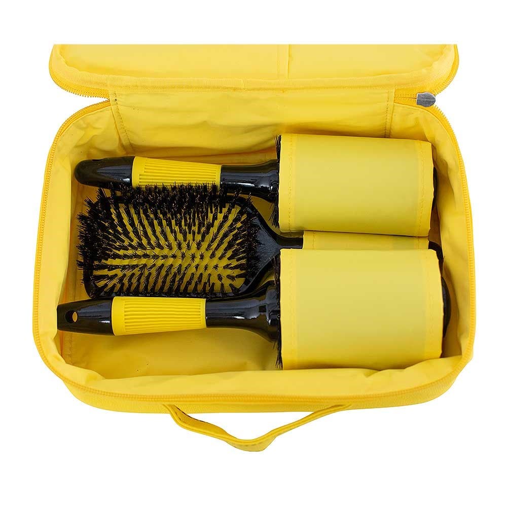 BaBylissPRO Italia Brava Boar/Nylon Bristle Hair Brush Kit 3 brushes + bag