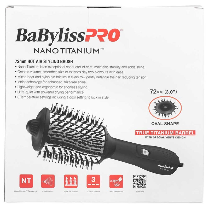BaBylissPRO Nano Titanium Hot Air Styling Brush Oval Shape 72mm
