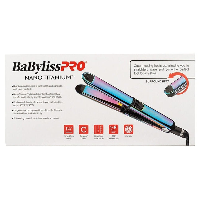 BaBylissPRO Nano Titanium Optima 3000 Stainless Steel Flat Iron/ Straightener 32mm - Chameleon