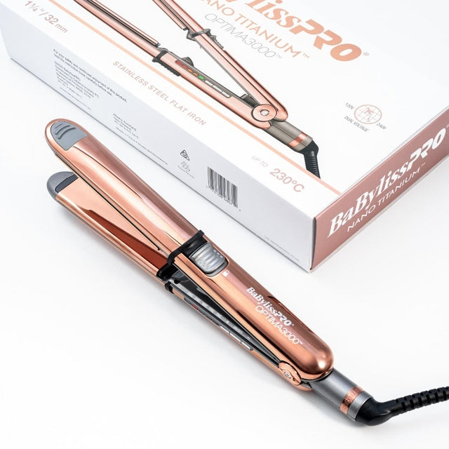 BaBylissPRO Nano Titanium Optima 3000 Stainless Steel Flat Iron/ Straightener 32mm