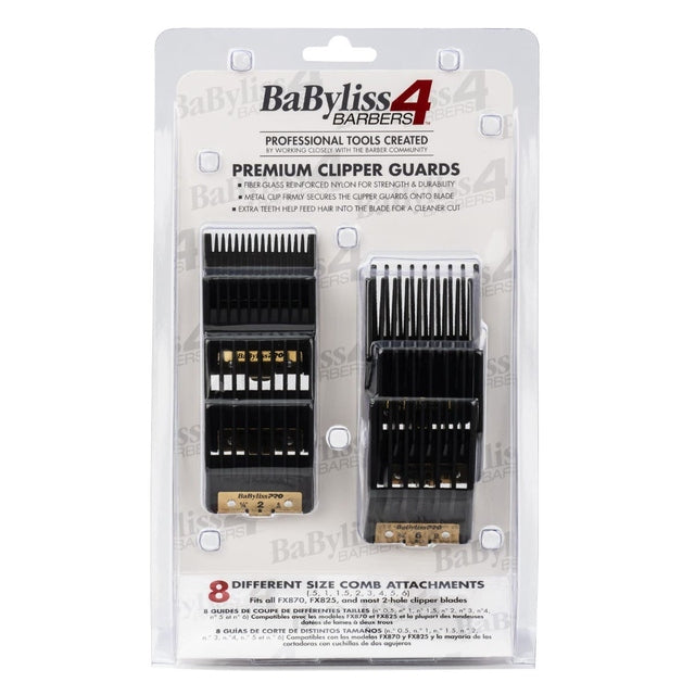 BaBylissPRO Premium Clipper Guards / Combs 8 Pack for FX870, FX825 & FX890 Clippers Only | Not for Trimmers