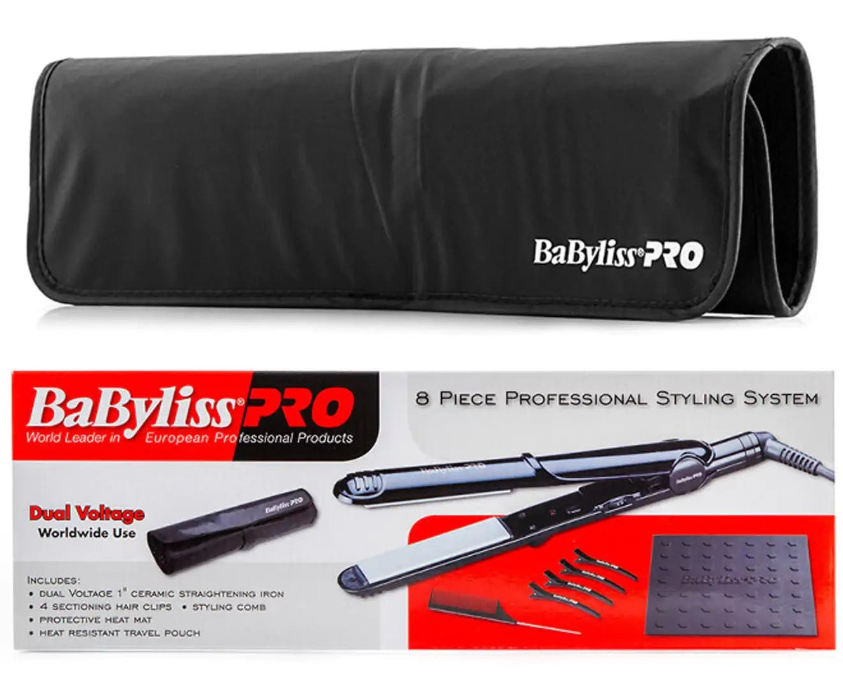 BaBylissPro Dual Voltage Styler 8 piece Hair Straightener Combo