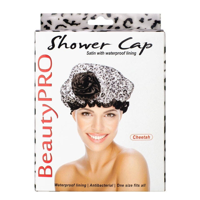 BeautyPRO Shower Cap Satin With Waterproof Lining 136215 Cheetah